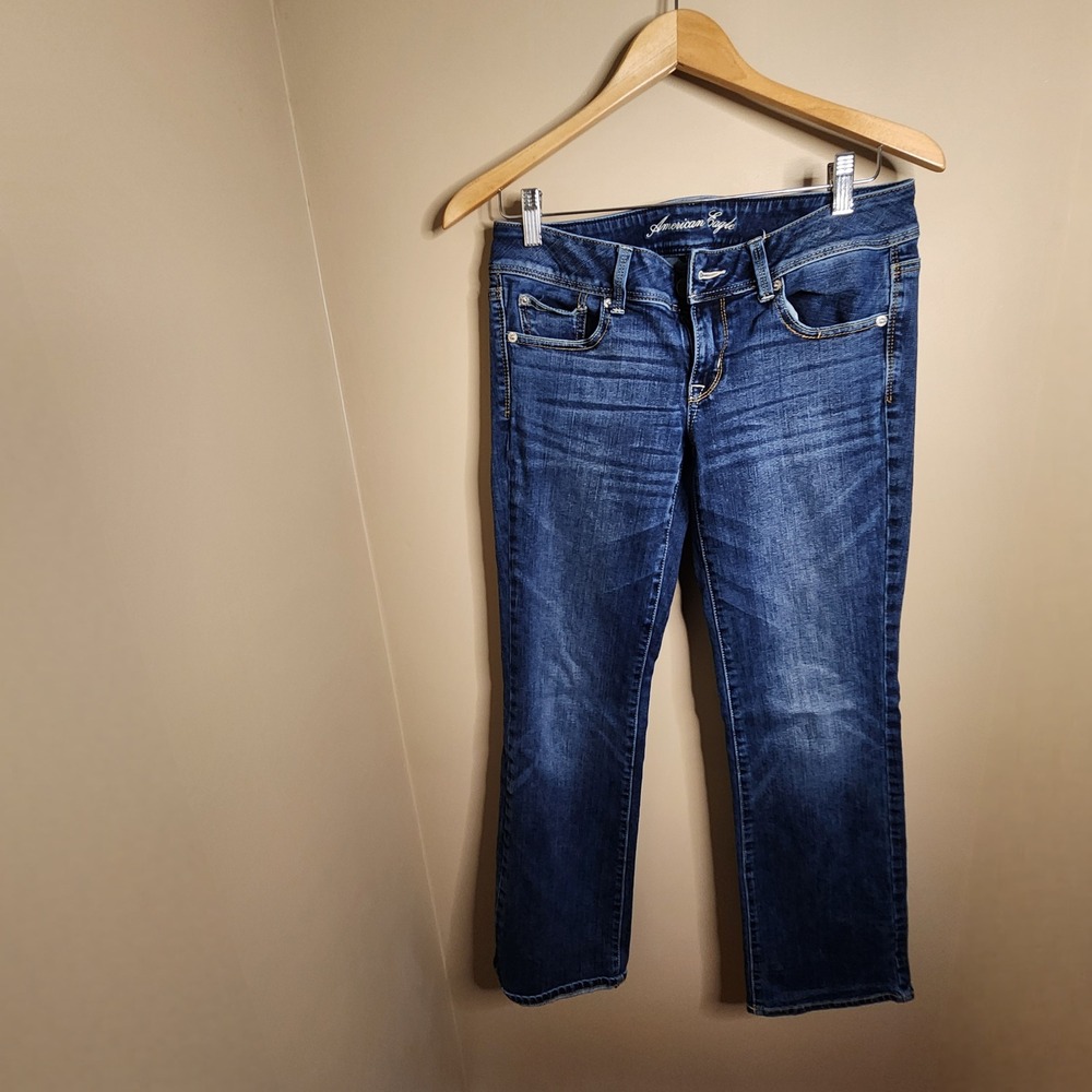American Eagle Slim Boot Jeans Womens 6 Regular Dark Wash Stretch Denim Indigo